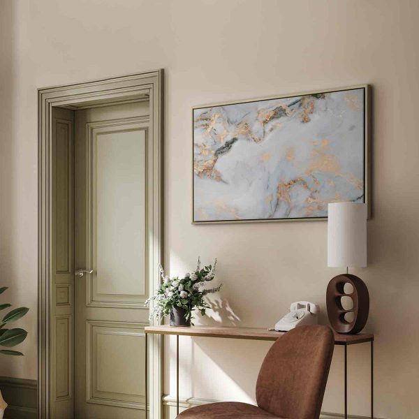 Tableau - White stone – elegant marble with golden reflections