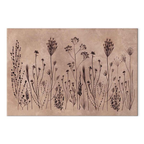 Tableau - Wildflowers – black plants on lime-wash background