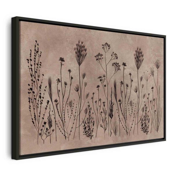 Tableau - Wildflowers – black plants on lime-wash background