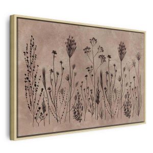 Tableau - Wildflowers – black plants on lime-wash background