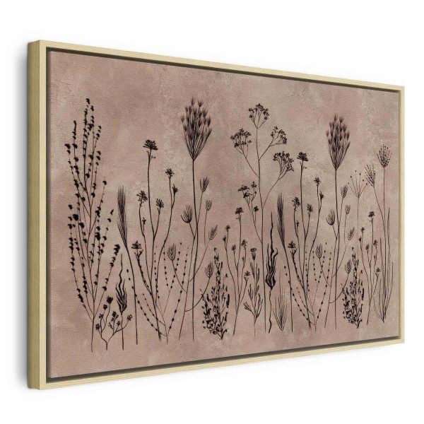 Tableau - Wildflowers – black plants on lime-wash background