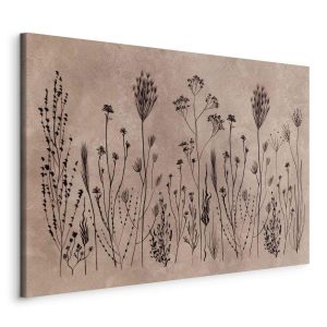 Tableau - Wildflowers – black plants on lime-wash background