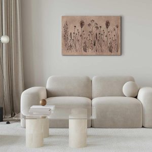 Tableau - Wildflowers – black plants on lime-wash background