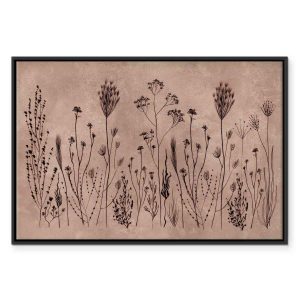 Tableau - Wildflowers – black plants on lime-wash background