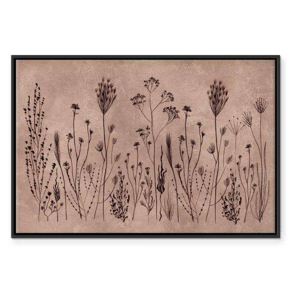 Tableau - Wildflowers – black plants on lime-wash background