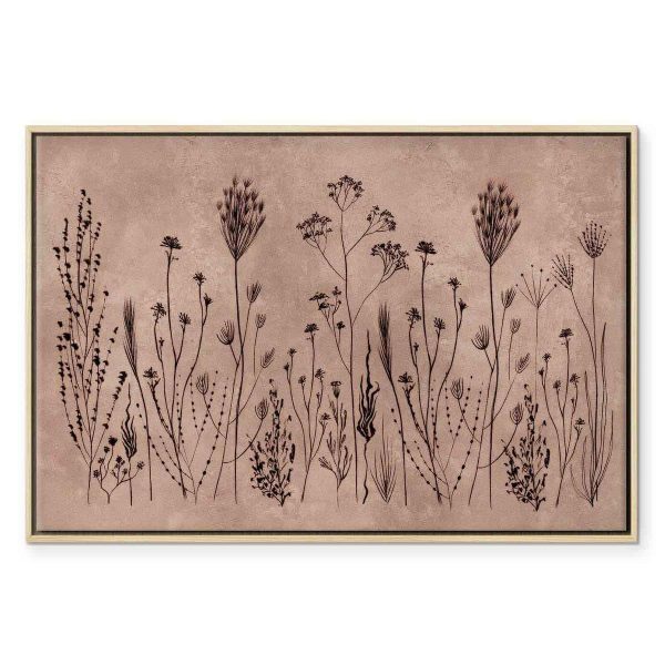 Tableau - Wildflowers – black plants on lime-wash background