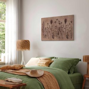 Tableau - Wildflowers – black plants on lime-wash background