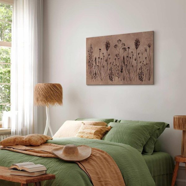 Tableau - Wildflowers – black plants on lime-wash background