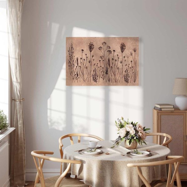 Tableau - Wildflowers – black plants on lime-wash background