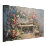 Tableau XXL - Flowery bench - impressionist painting full of flowers
