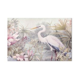 Tableau XXL - Heron wading in a pond - illustration in bright colours