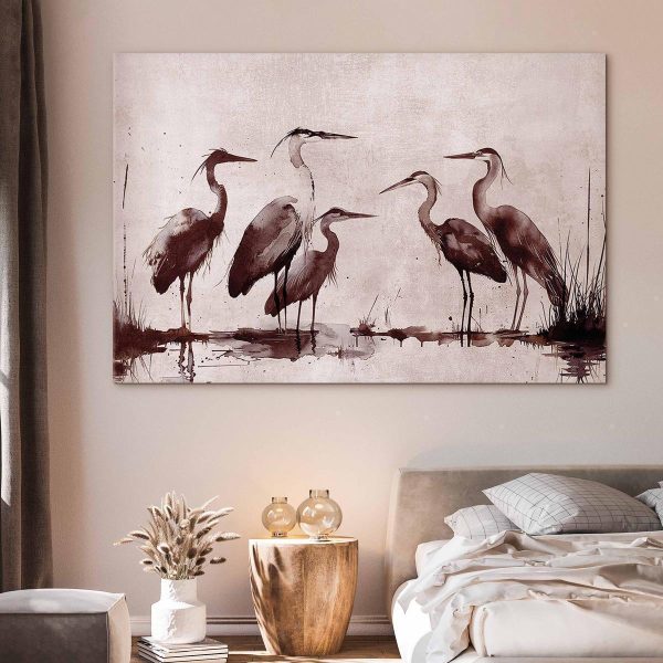 Tableau XXL - Herons painted with ink