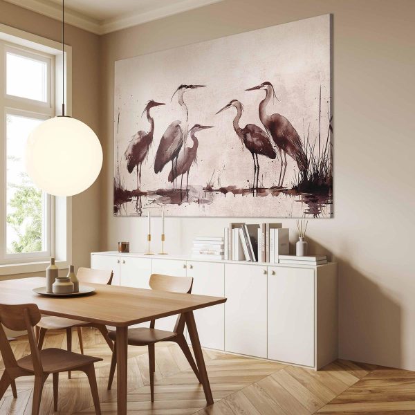 Tableau XXL - Herons painted with ink