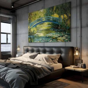 Tableau XXL - Impressionist bridge - painting of a bridge against a picturesque background