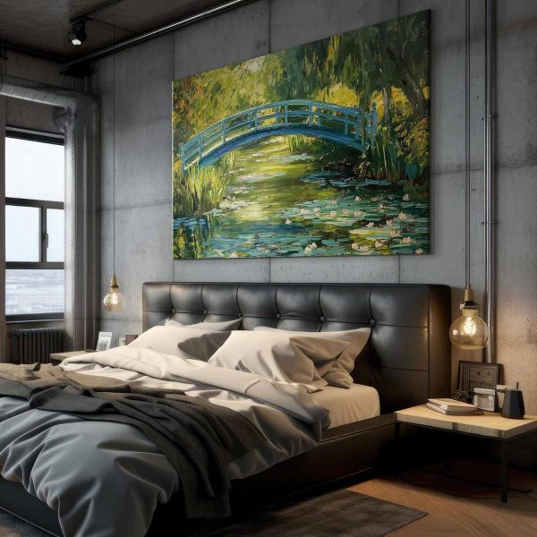 Tableau XXL - Impressionist bridge - painting of a bridge against a picturesque background