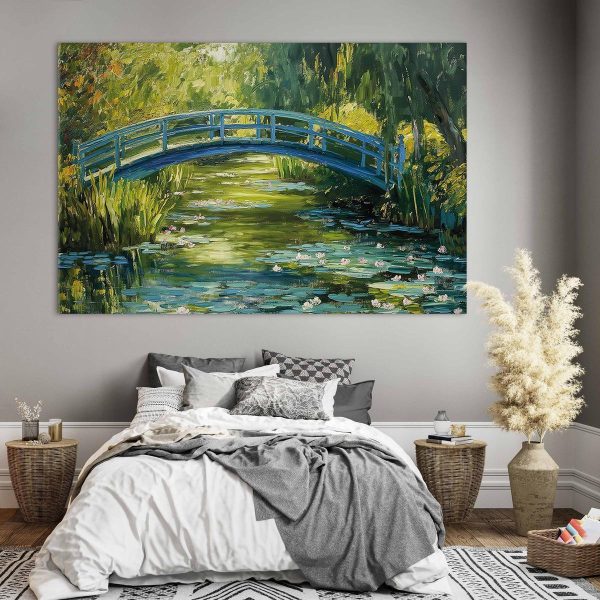 Tableau XXL - Impressionist bridge - painting of a bridge against a picturesque background
