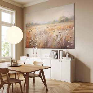 Tableau XXL - Impressionist meadow – field landscape in a pastel colour palette