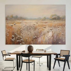 Tableau XXL - Impressionist meadow – field landscape in a pastel colour palette