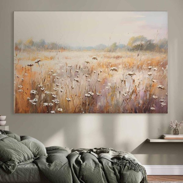 Tableau XXL - Impressionist meadow – field landscape in a pastel colour palette