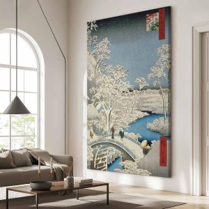 Tableau XXL - Utagawa Hiroshige – Drum bridge and Setting Sun Hill at Meguro