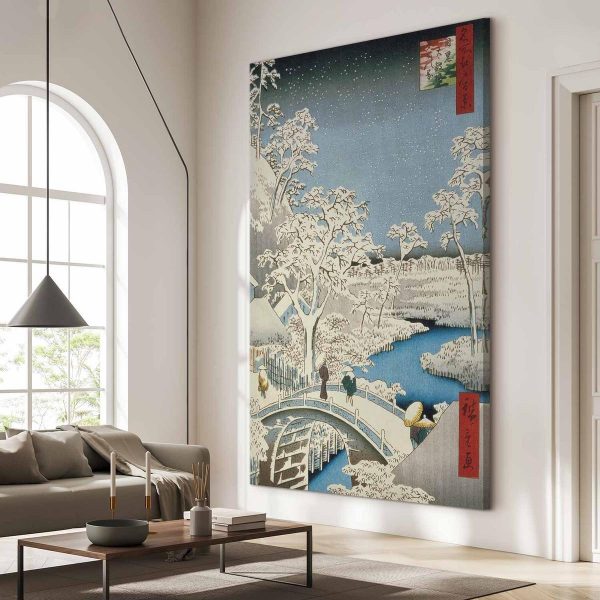 Tableau XXL - Utagawa Hiroshige – Drum bridge and Setting Sun Hill at Meguro
