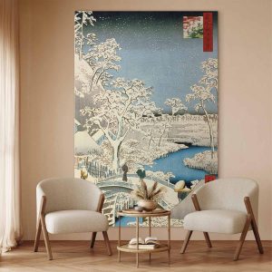 Tableau XXL - Utagawa Hiroshige – Drum bridge and Setting Sun Hill at Meguro