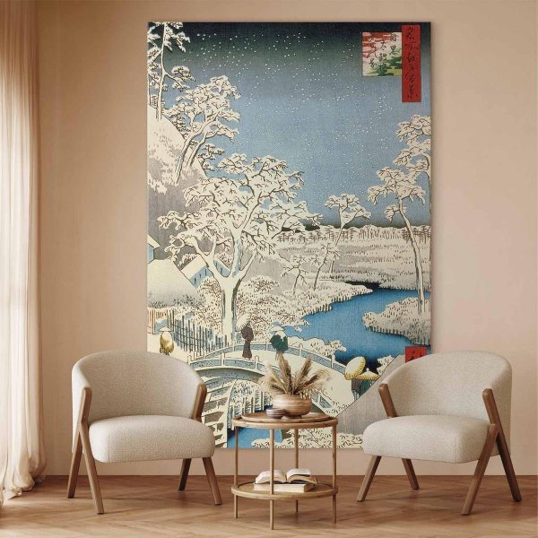 Tableau XXL - Utagawa Hiroshige – Drum bridge and Setting Sun Hill at Meguro