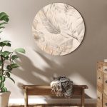 Tableau rond - A multitude of exotic leaves and flowers - A subtle composition of tropical plant species maintained in sepia tones