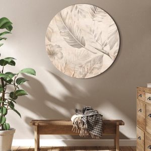 Tableau rond - A multitude of exotic leaves and flowers - A subtle composition of tropical plant species maintained in sepia tones