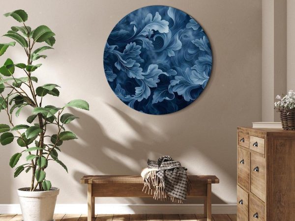 Tableau rond - Abstract Ornaments Dark Blue Victorian Leaves Tableau rond - Abstract Ornaments Dark Blue Victorian Leaves
