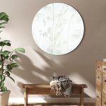 Tableau rond - Bamboo forest - Delicate bamboo jungle in pastel colors of celadon and green on a light background