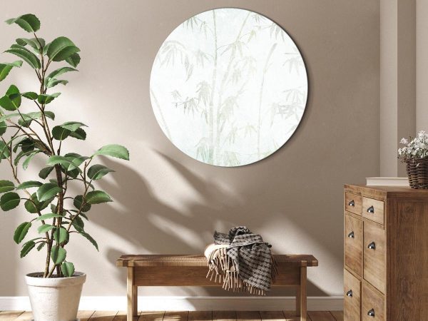 Tableau rond - Bamboo forest - Delicate bamboo jungle in pastel colors of celadon and green on a light background Tableau rond - Bamboo forest - Delicate bamboo jungle in pastel colors of celadon and green on a light background