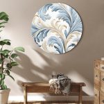 Tableau rond - Baroque Ornaments in Light Cream-Blue Hues