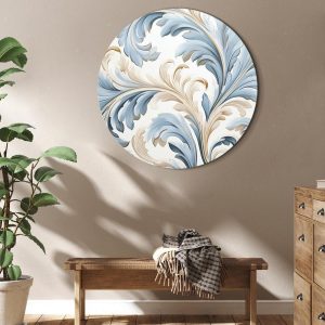 Tableau rond - Baroque Ornaments in Light Cream-Blue Hues