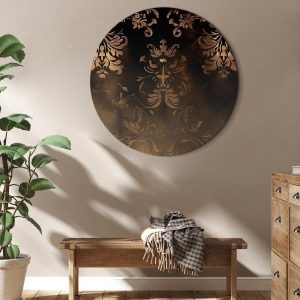 Tableau rond - Baroque Ornaments in Patinated Gold and Browns: Retro Motif