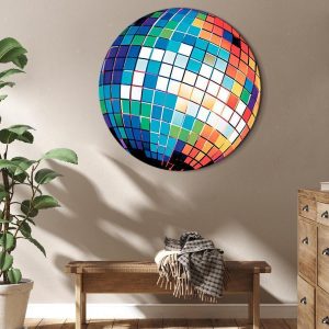 Tableau rond - Blue disco ball
