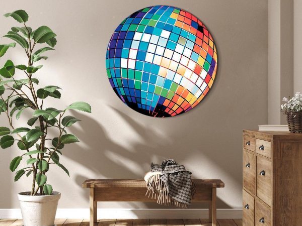 Tableau rond - Blue disco ball Tableau rond - Blue disco ball