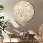 Tableau rond - Botanical Motif with Leaves and Vines in Sand Colors