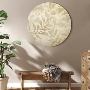 Tableau rond - Botanical Motif with Leaves and Vines in Sand Colors