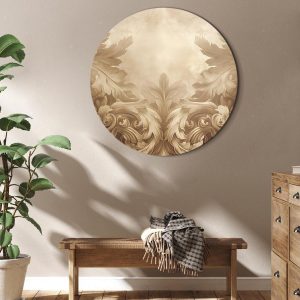 Tableau rond - Carved Baroque Ornaments Rich Composition in Sepia Colors