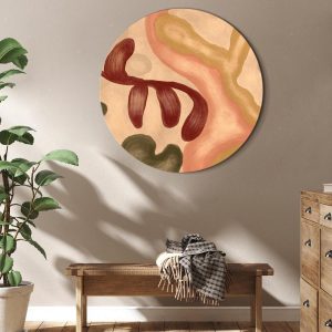 Tableau rond - Colorful shapes – worn-out figures in lime wash technique