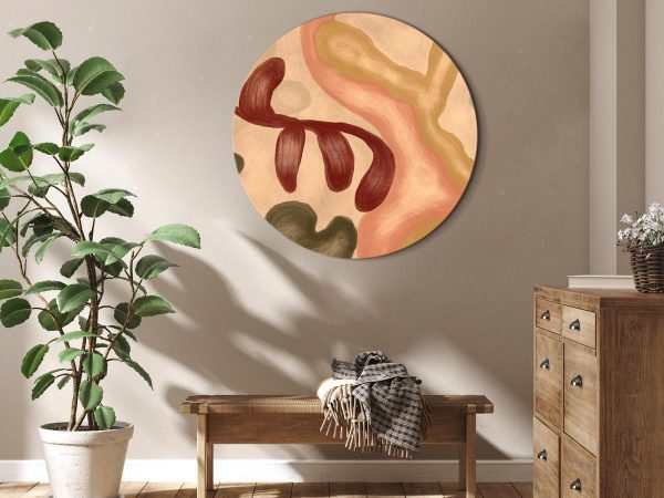 Tableau rond - Colorful shapes – worn-out figures in lime wash technique Tableau rond - Colorful shapes – worn-out figures in lime wash technique