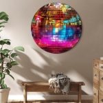 Tableau rond - Gold disco ball