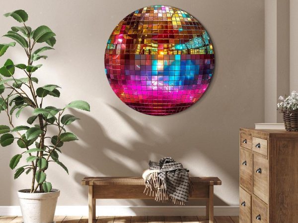 Tableau rond - Gold disco ball Tableau rond - Gold disco ball