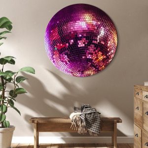 Tableau rond - Magenta disco ball