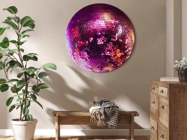 Tableau rond - Magenta disco ball Tableau rond - Magenta disco ball