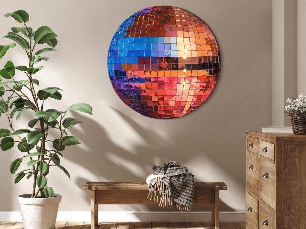 Tableau rond - Old gold disco ball Tableau rond - Old gold disco ball