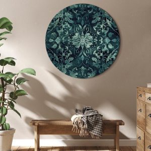 Tableau rond - Oriental Pattern Carpet: Emerald Ornaments and Worn Patterns