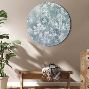 Tableau rond - Ornaments in Worn Muted Turquoises: Delicate Plant Pattern