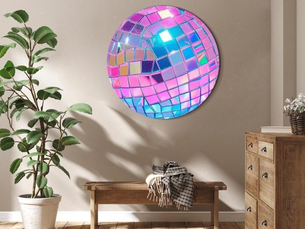 Tableau rond - Pink disco ball Tableau rond - Pink disco ball